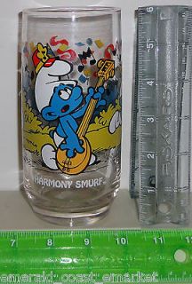 Smurfs Smurf Harmony 6 Inch Tall Drink Glass Peyo 1983 Wallace 