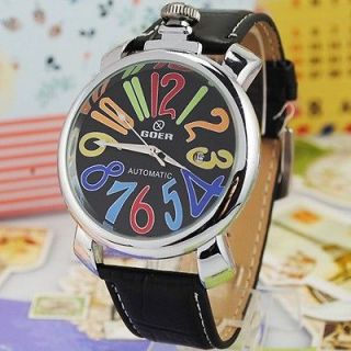   Fashion Colorful Numberals Watch Automatic Date Goer Big Winder Army