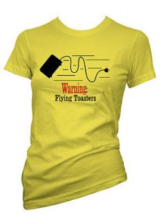 Ladies Funny tshirt Flying Toasters T shirt Colours & Sizes