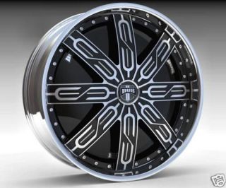 22 DUB SPIN Tycoon Wheel SET 22x9.5 Black Chrome Spinner Rims for RWD 