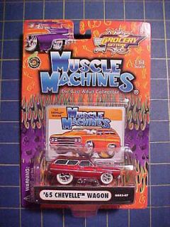 MUSCLE MACHINES RED 65 CHEVELLE WAGON GROCERY GETTERS WHITE TIRES NIP 