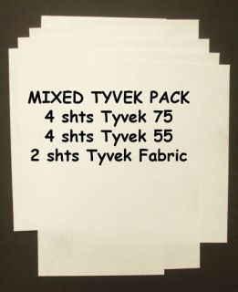 Tyvek Paper & Fabric   mixed pack of 10 A4 sheets