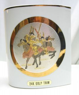   VASE 24K GOLD Trim Samurai WARRIORS on HORSES Art of CHOKIN Teardrop