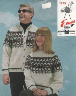 Vintage Knitting Pattern Emu Fair Isle Fiord Lopi Sweater 32 34 36 38 