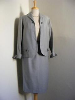   ARLENE Original 1940s Early 50s Light Blue Wool Pencil Skirt Suit XS/S