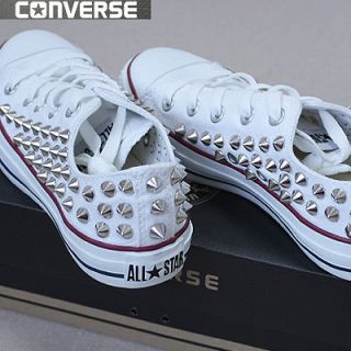 Genuine CONVERSE All star low top studed Sneakers Sheos White womens 