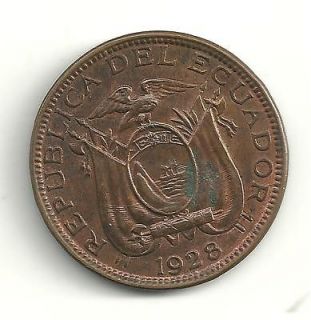 VERY NICELY DETAILED HIGH END 1928 ECUADOR 1 CENTAVO COIN US 