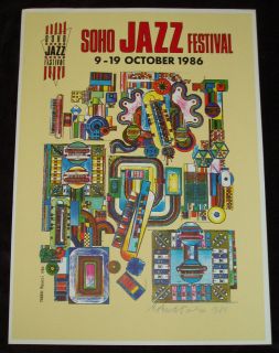 Eduardo Paolozzi signed 1986 Jazz Festival print YELLOW