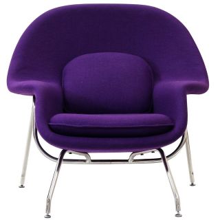 LexMod Eero Saarinen Style Womb Chair and Ottoman Set in Purple