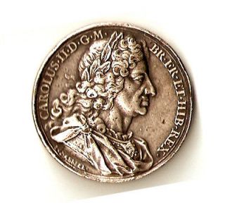 1731 James II, Dassier, 38 mm, silver plated bronze, VF