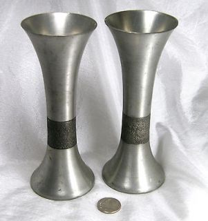 Selandia Norway Pewter Tall Slim Textured Vases or Candleholders 