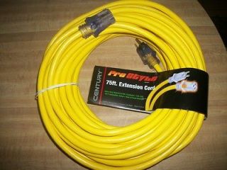 75 Foot Lighted Electrical Extension Cord #12 3 13 Amp 125 Volt 