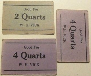 Vick Lot of 3 Maverick Strawberry Pickers Trade Tokens (2m653)