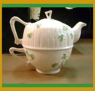 Belleek Fine Parian China Tea For One Cup/Pot combination ~ Irish 