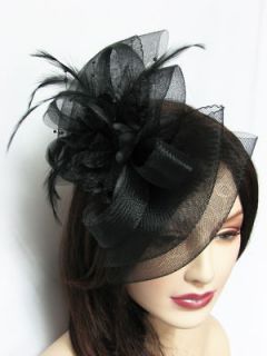 Hair Accessories Black Fascinator Hat Bow Shape Party Hair Clip 