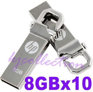 HP v250w 8GB 8G USB Flash Pen Drive Disk Metal Hook Clip Storage Lot 