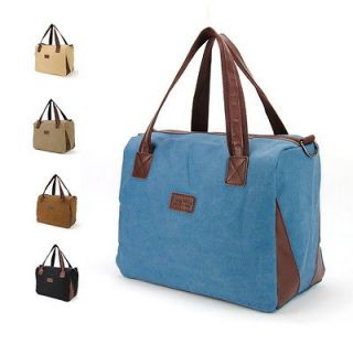 Men Women Canvas Real Leather Tote Bag Duffle Gym Corssbody Lugguage 