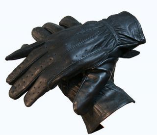 Good Quality Leather Perforated Biker Riding Gloves (close out)