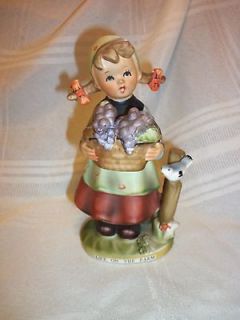 Vintage Erich Stauffer Large Figurine Life On The Farm Girl With 