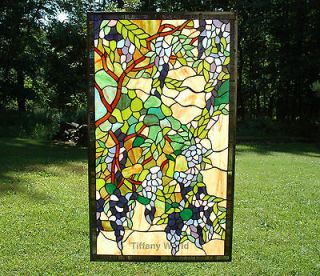 20 x 34 Large Tiffany Style stained glass window panel Wisteria 