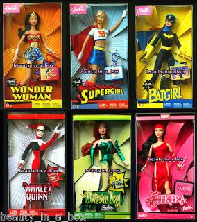 Wonder Woman Batgirl Super Girl Poison Ivy Electra Barbie Doll Shelf 