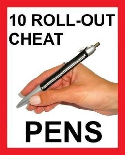 10 x ROLL OUT CHEAT NOTE PEN FOR EXAMS  STUDENT CHEATING PEN   SEE 