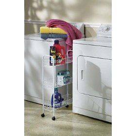 New Household Essentials Laundry Room Slim Line 3 Tier Metal Storage 