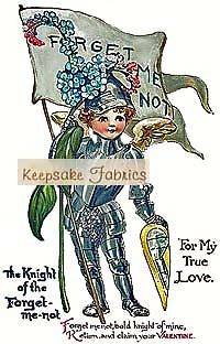 Valentine Knight Forget Me Not Quilt Block Multi Sizes