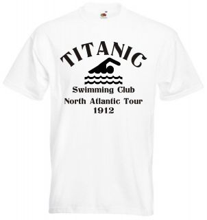 Titanic Swimming Club t shirt   Funny comic t shirt retro historic 