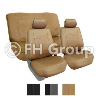 FAUX PU LEATHER CAR SEAT COVERS 11 Piece Set Superior White Black 
