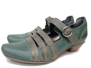Brand New Fidji Italian Leather Handmade Shoes Mossy Green with Taupe 