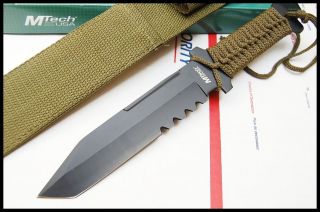   army COMBAT green paracord FIXED BLADE BOWIE KNIFE Throwing 528 T
