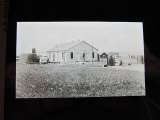 Glass Plate Negative Slide EARLY FARM BUILDING OIL BARRELS TANKS 