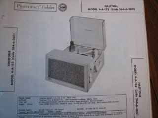 FIRESTONE 4 A 152 Record Player Photofact Repair Manual