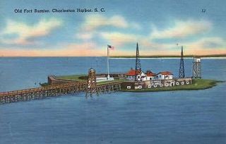 Old Fort Sumter, Charleston Harbor, South Carolina    Old Vintage 