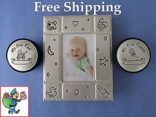   Set, Frame, and 2 Baby Keepsake Boxes for First Tooth and First Curl