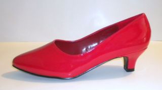 Red Patent Large Size Low Heels Wide Width Pumps Heels Shoes size 9 