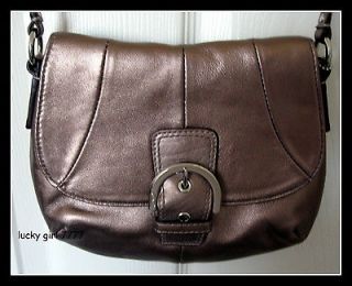   Bronze Leather Soho Flap CrossBody PURSE Bag 45664 $168 FREE SHP
