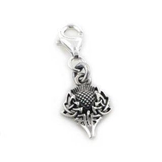 Scottish Spirit of Alba Thistle Celtic Knot Art Sterling Silver Clip 