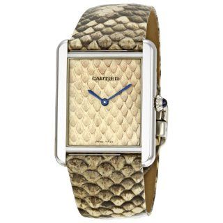 Cartier Womens W5200021 Tank Solo Python Leather strap Watch Watches 