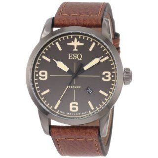 ESQ Movado Mens 07301391 Beacon Leather Band Watch: Watches:  