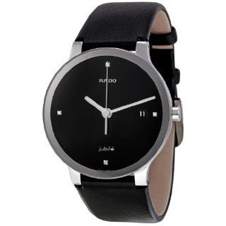 Rado Womens R30927715 Centix Jubile Black Leather Bracelet Watch 