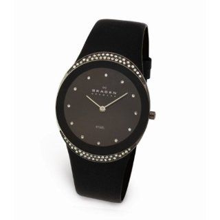 Skagen Womens Studio Black Leather Watch #452LSLB Watches  
