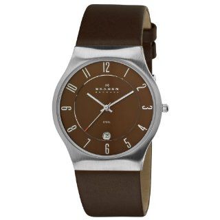 Skagen Mens 233XXLSLD Steel Brown Dial and Strap Watch: Watches 