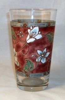 Pfaltzgraff MISSION FLOWER Glass Cooler Wider at Top than Bottom GREAT 