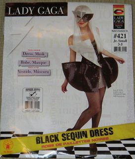 NEW Rubies LADY GAGA COSTUME Black Sequin Dress & Mask Jr Small 3 5 