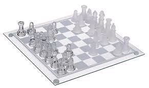 EXTRA LARGE BIG GLASS CHESS SET BOARD AND 32 PIECES NEW 35CM X 35CM