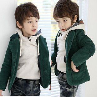 Cute Kids Green Blazer Jacket Corduroy Boys Long Sleeve Suit Coat Size 