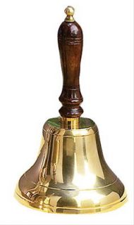 Wide Brass School Teacher Wood Hand Bell