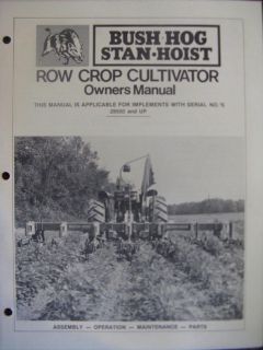 Bush Hog Row Crop Cultivator (29550 Up) Operator & Parts Manual